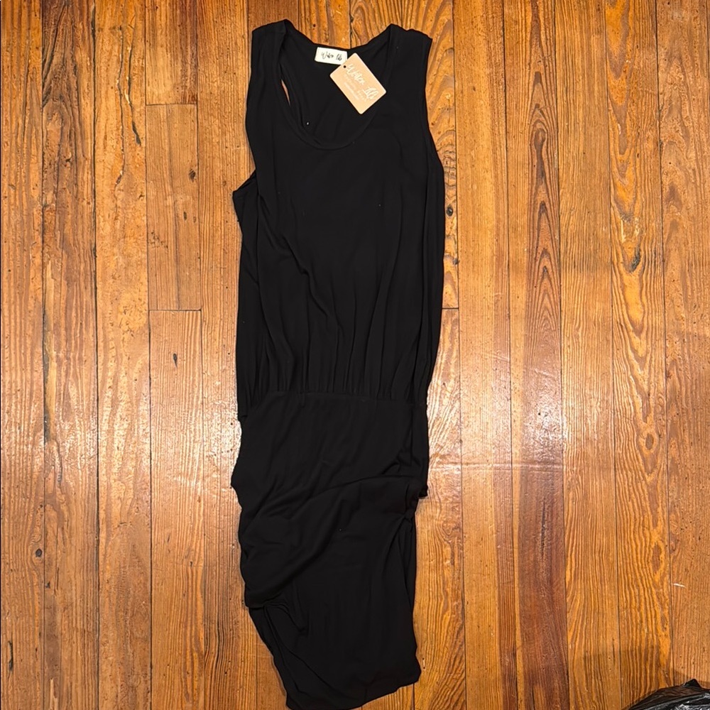 LNA Black Ruched Sheath Maxi Dress